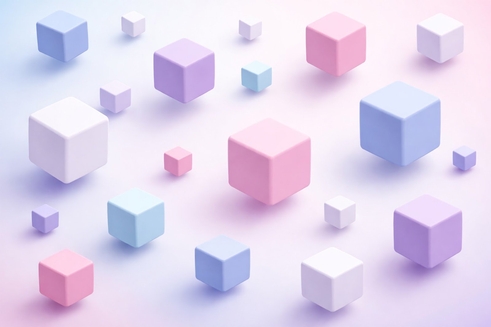 Floating 3D Cubes Background with Soft Shadows – Download High-Quality 3D Effect Wallpaper