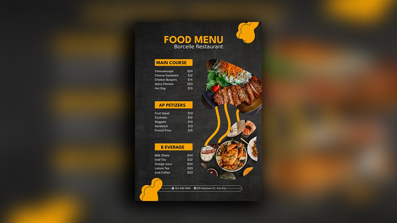 Yellow Black Restaurant Food Menu