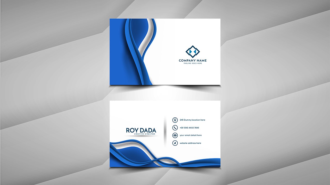 Modern blue color wave style business card design vector – Ai Free Download