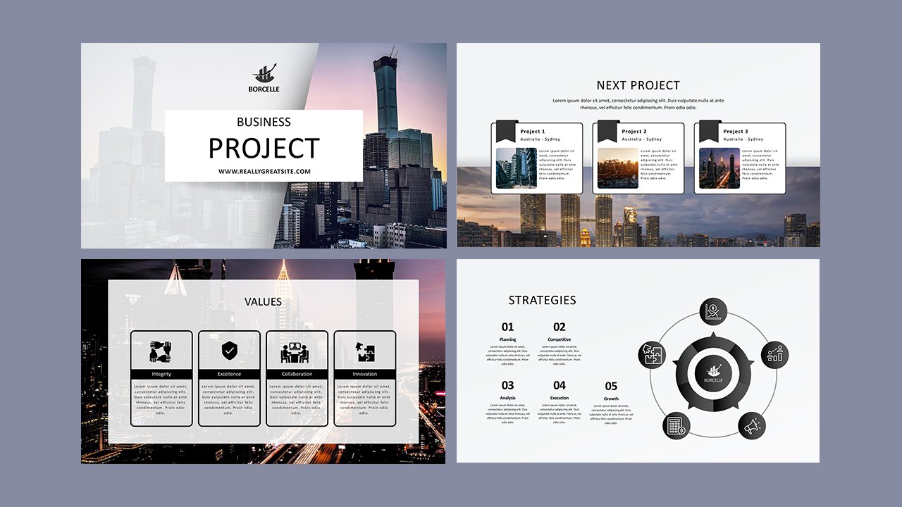 Grey Modern Professional Business Project Presentation – Presentations and Slides Free Download