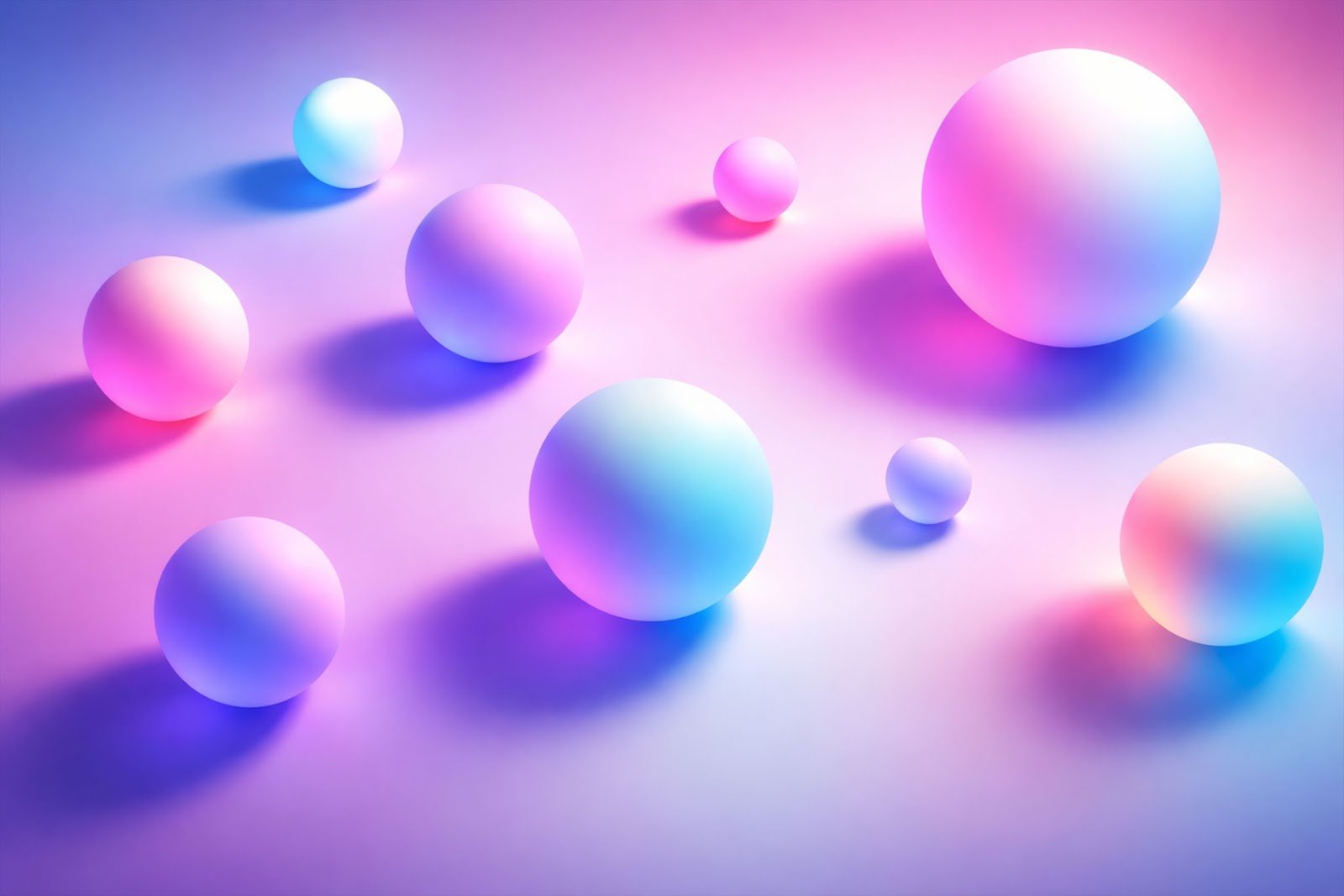 Download 3D Luminous Spheres Background – Glowing Orbs with Realistic Shadow Effects