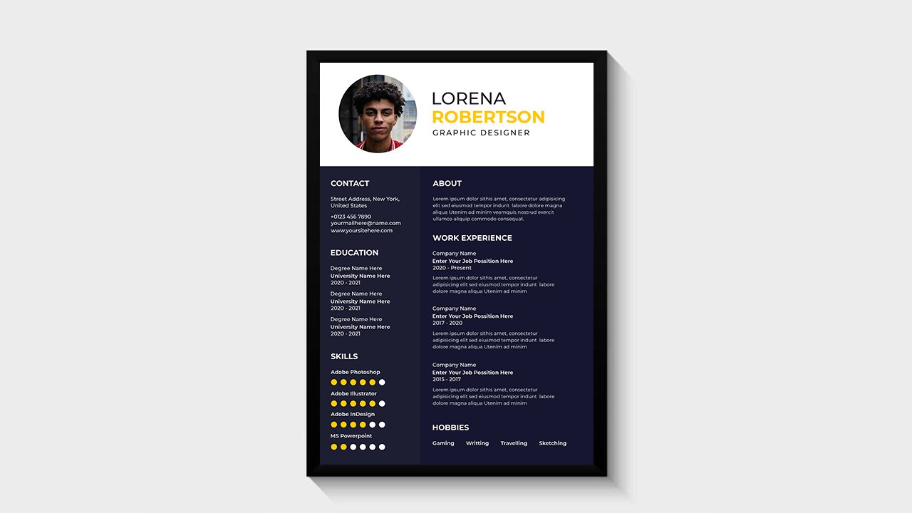 Professional minimal modern resume cv template