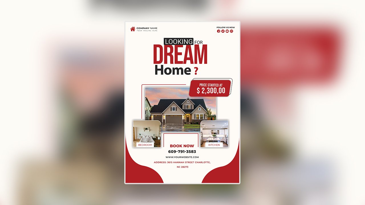 Red and White Real Estate Flyer
