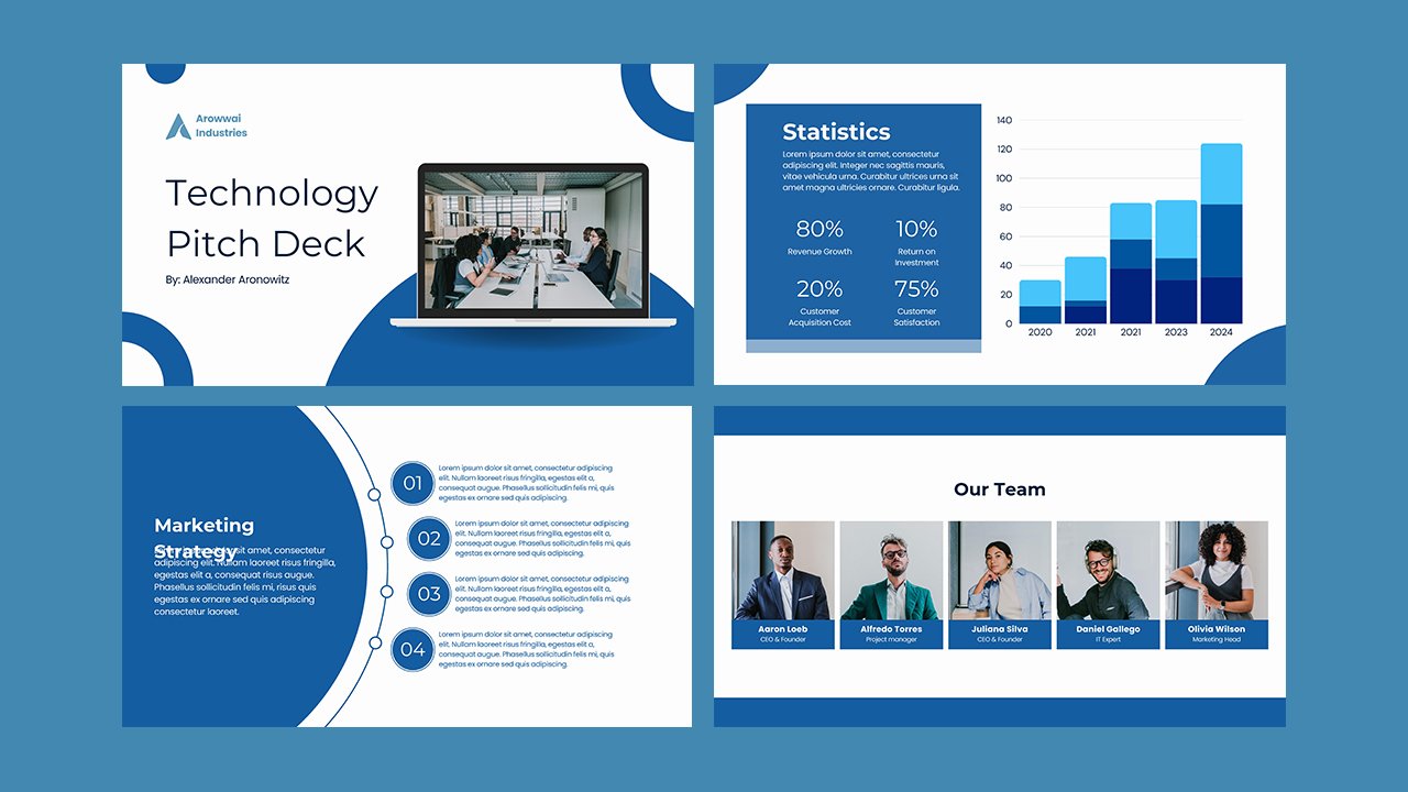 White and Blue Professional Modern Technology Pitch Deck Presentation – Presentations and Slides Free Download