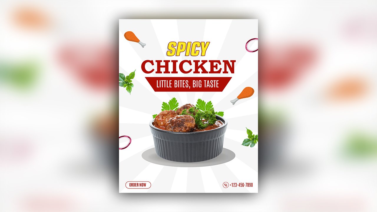 White and Red Modern Chicken Food Promotion Instagram Post