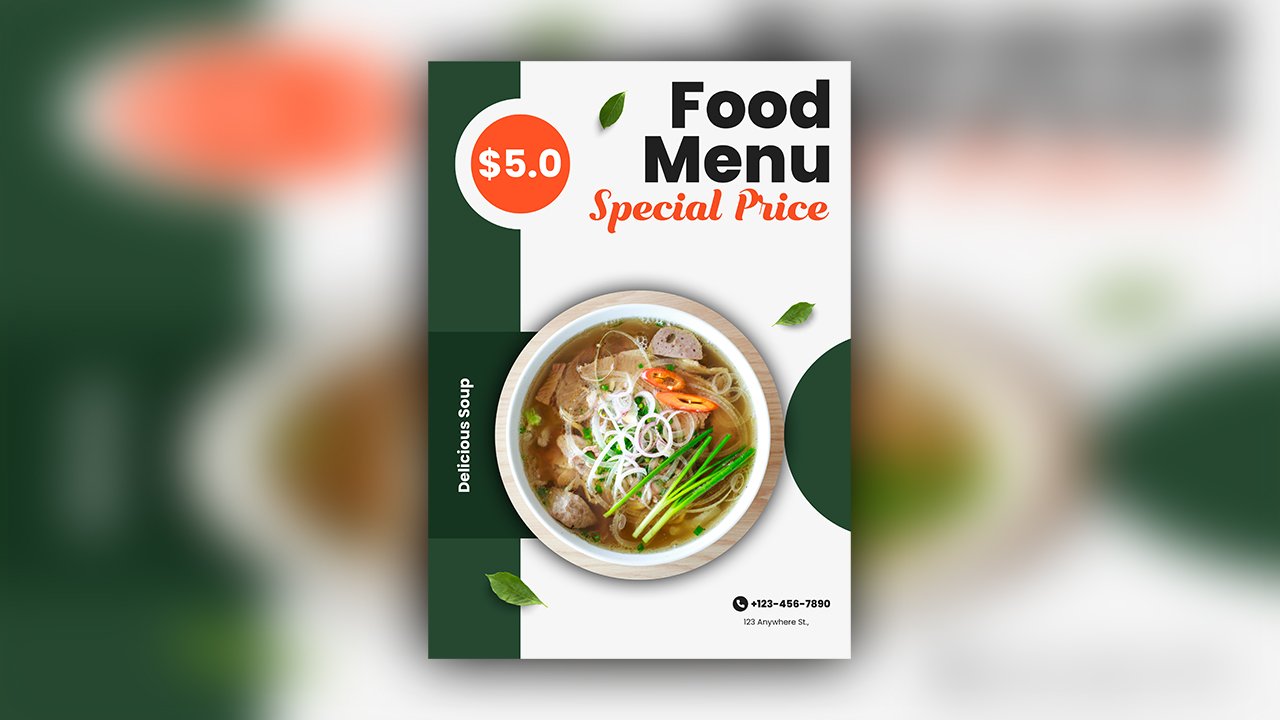 Modern Minimalist Food Menu Special Price Poster A3