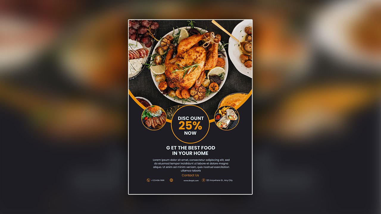 Orange White Modern Restaurant Promotion Poster