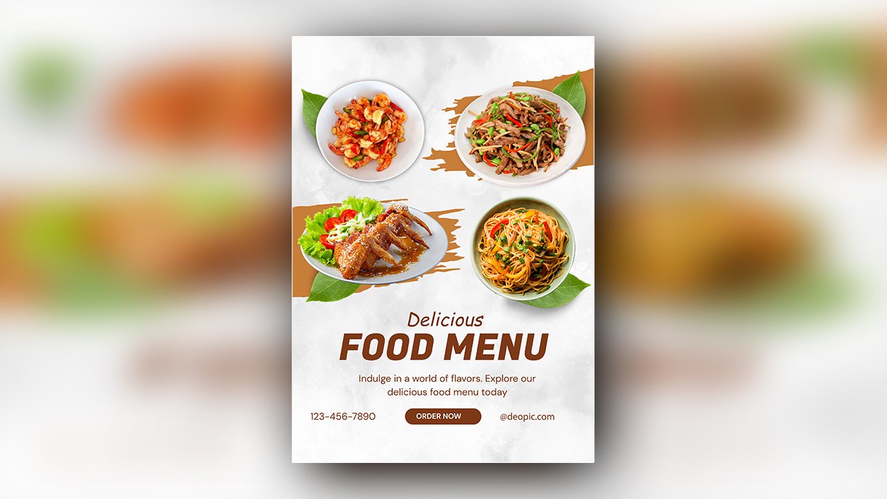 White and Brown Simple Food Menu Poster