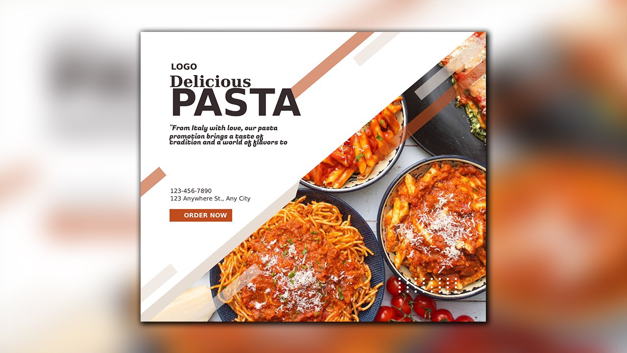 Brown Modern Delicious Pasta Facebook Post