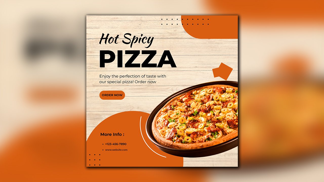 Orange Illustrative Pizza Feed Ad