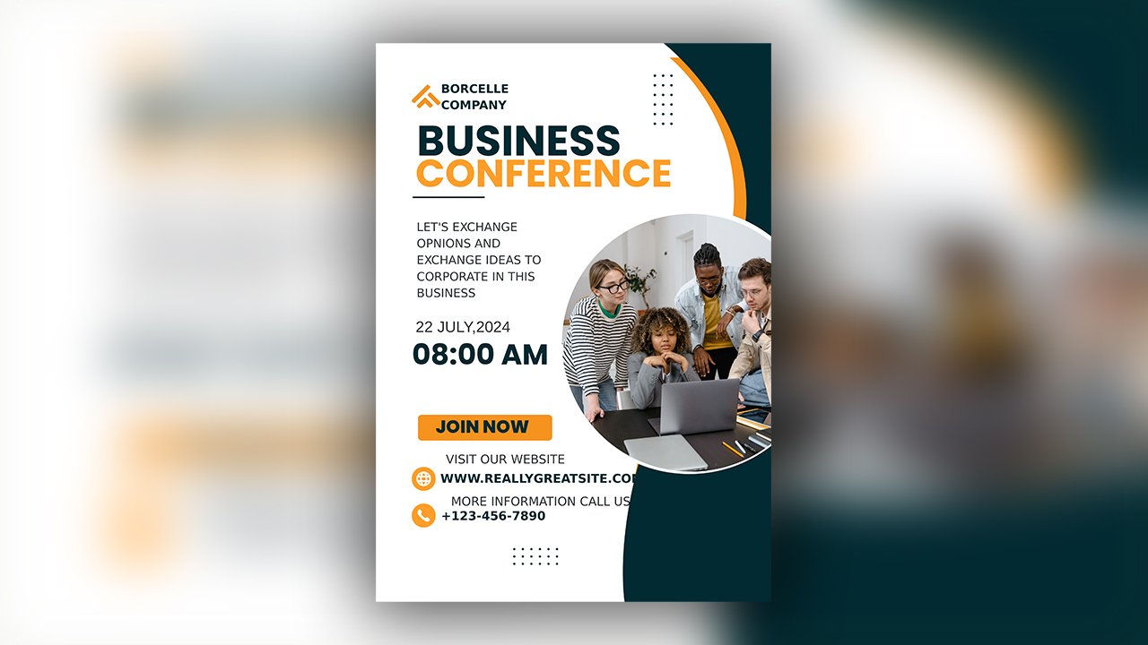 Dark Green and Orange Professional Business Conference Poster