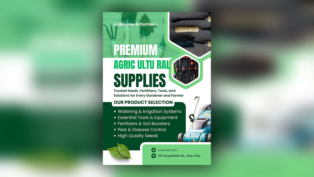 Green and White Modern Gardening Shop Poster