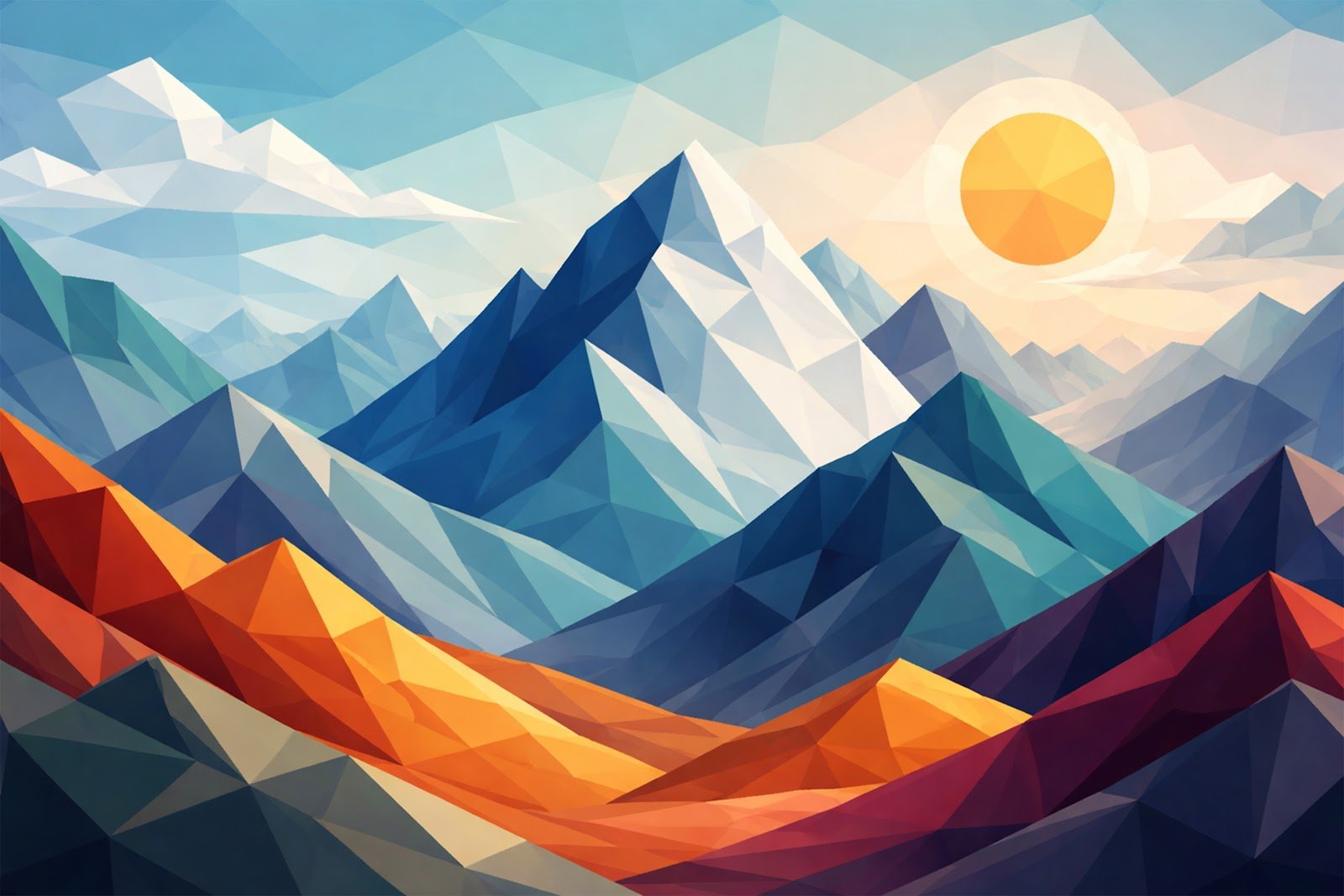 Low-Poly Geometric Mountains Background – Abstract Landscape Download