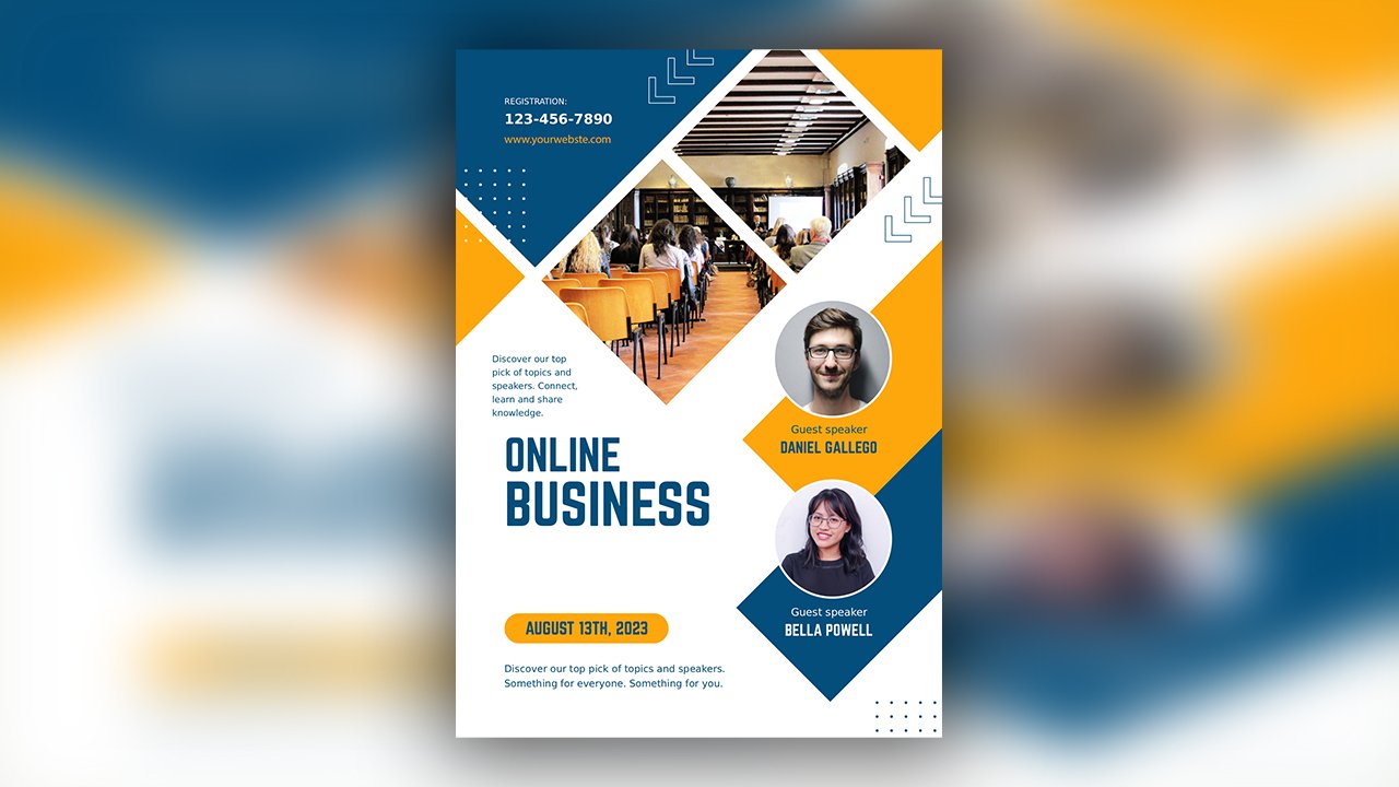 Blue and Orange Business Conference Flyer