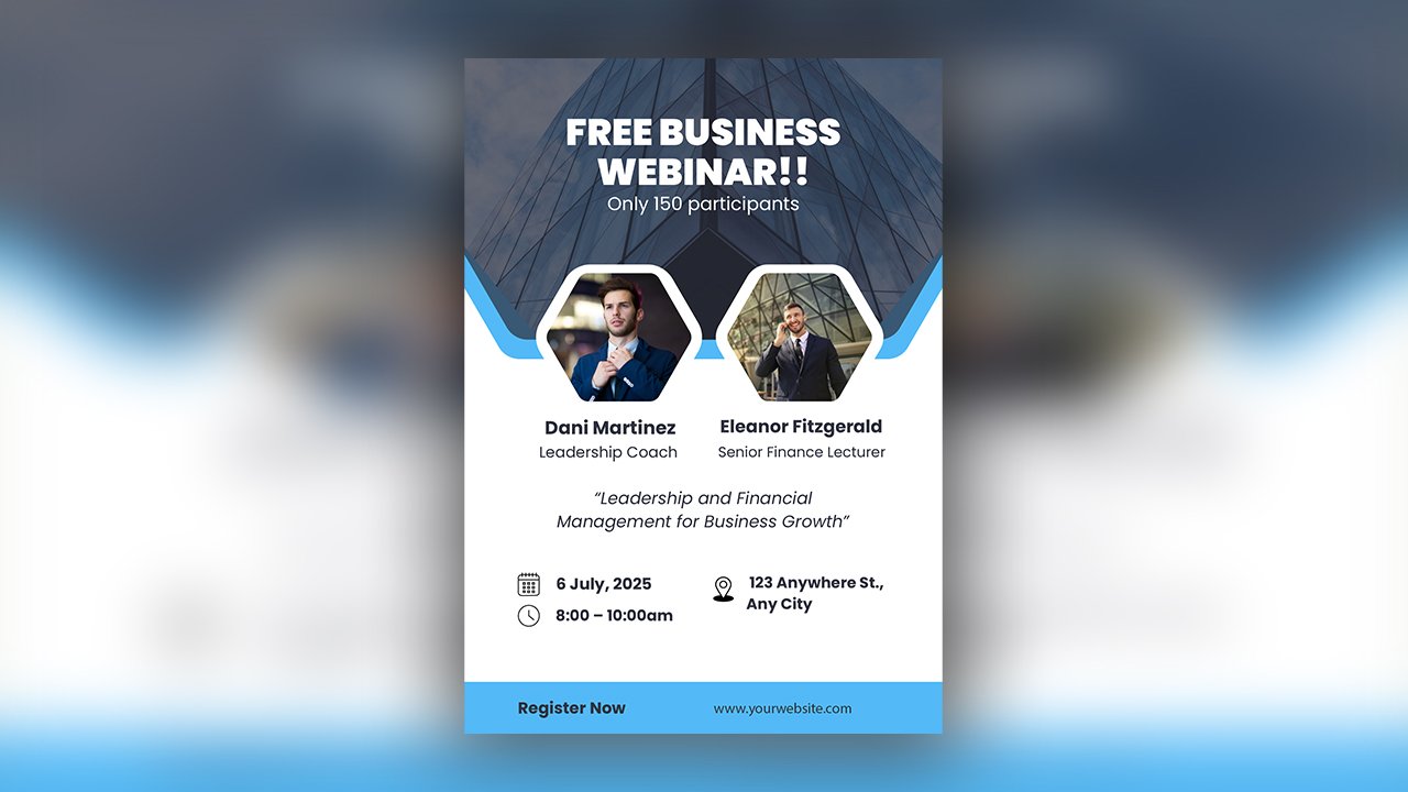 Blue and White Modern Business Webinar Flyer