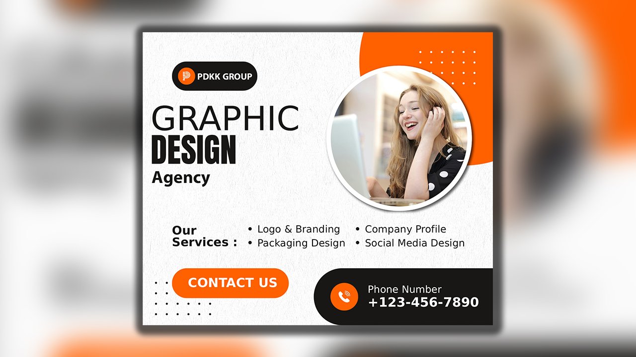 Orange Black and White Modern Graphic Design Agency Facebook Post