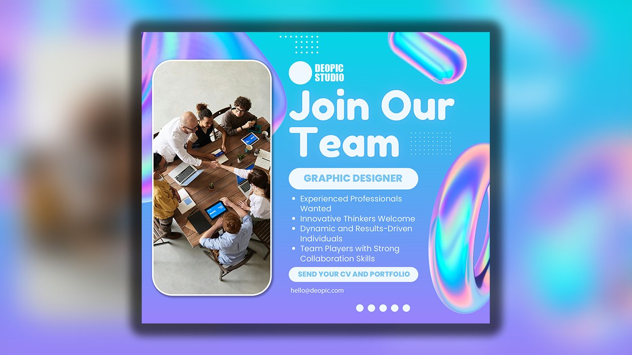 Colorful Modern 3D Gradients We are Hiring Facebook Post