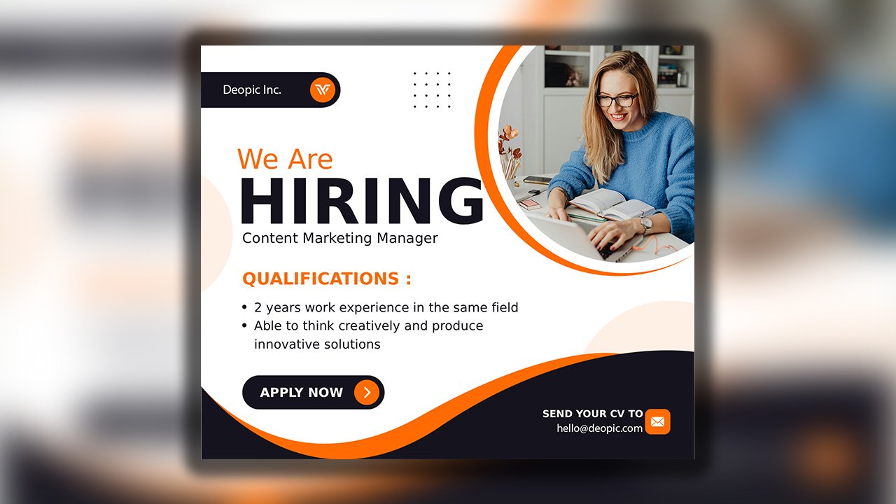 Orange and Black Modern Corporate Hiring Facebook Post