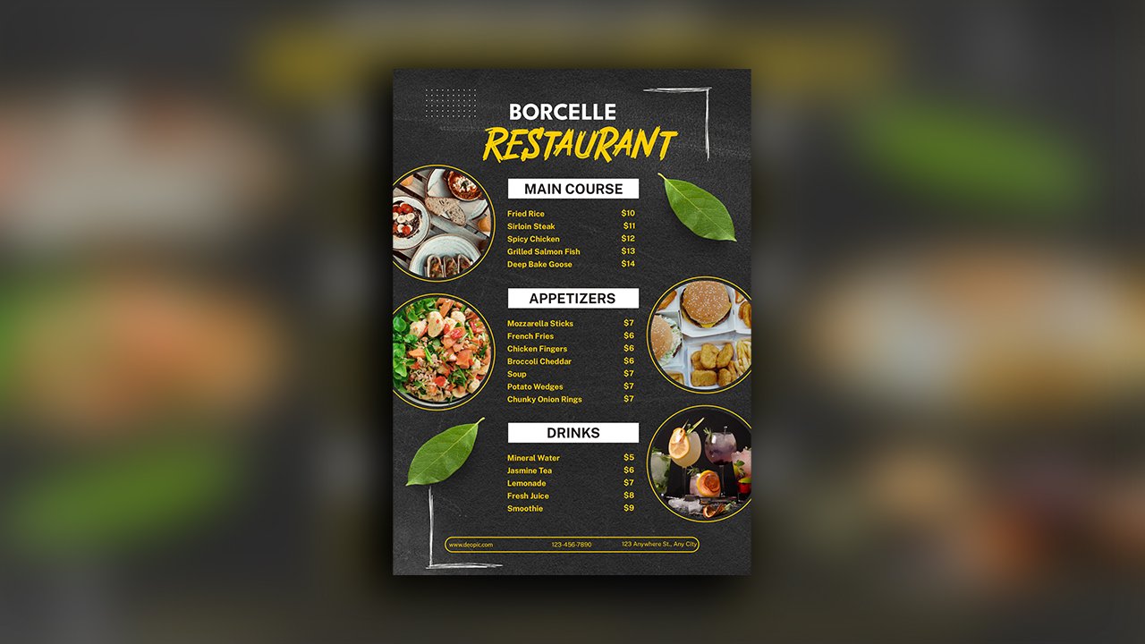 Black Yellow Restaurant Food Menu