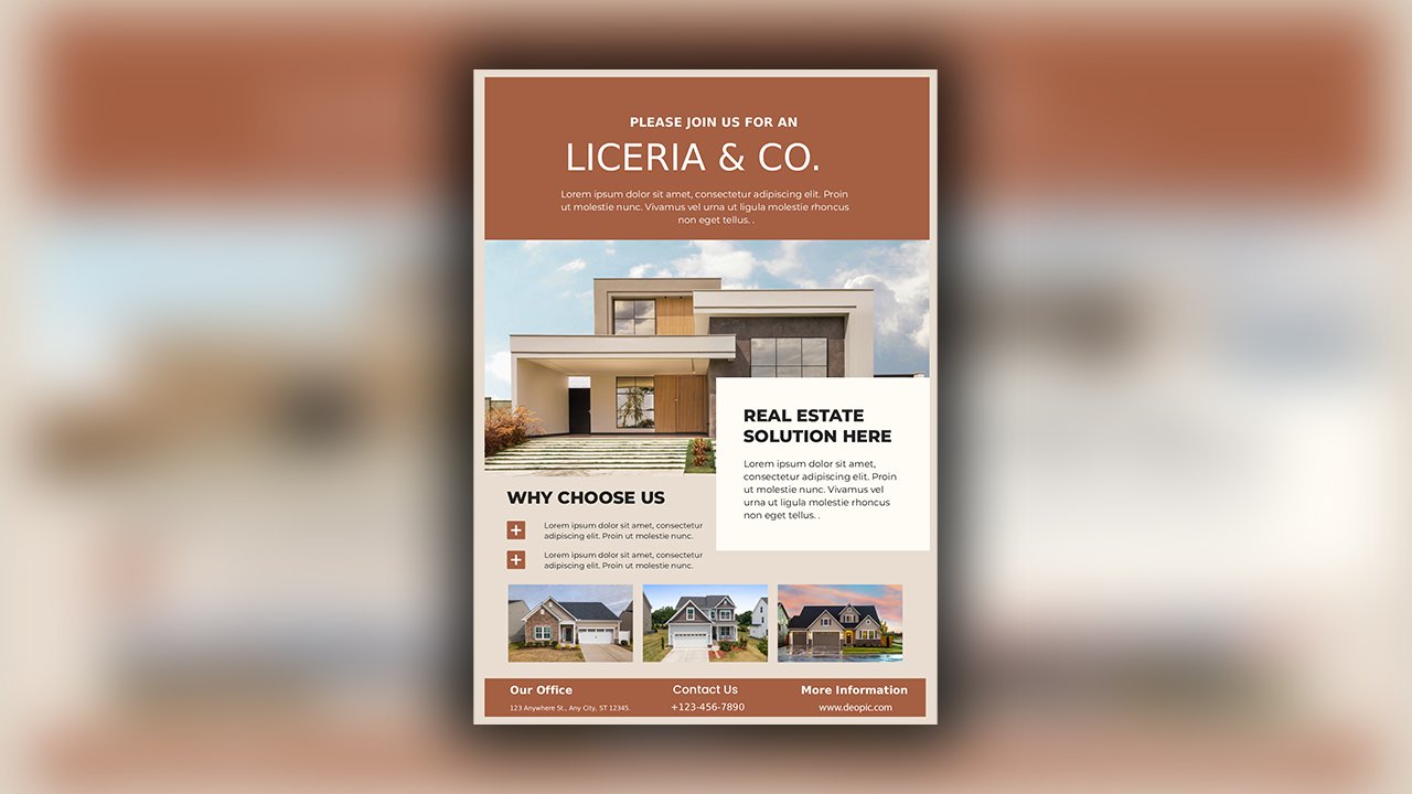 Brown and Cream Modern Real Estate Company Flyer
