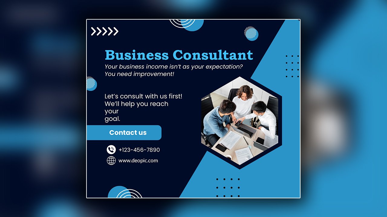 Blue and Black Modern Business Consultant Facebook Post