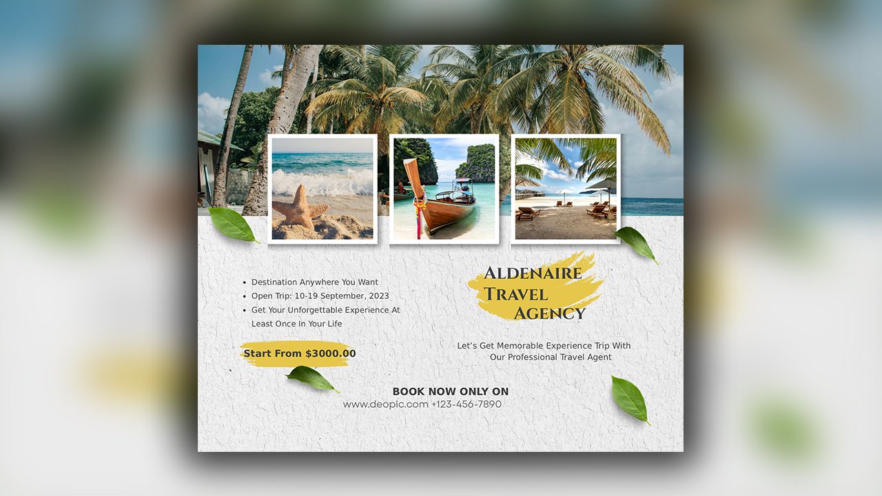 Green Yellow Aesthetic Travel Agency Facebook Post