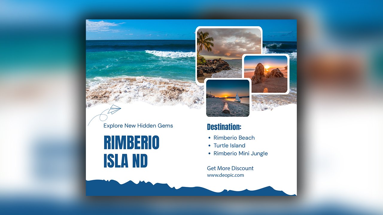 Blue and White Modern Travel Facebook Post