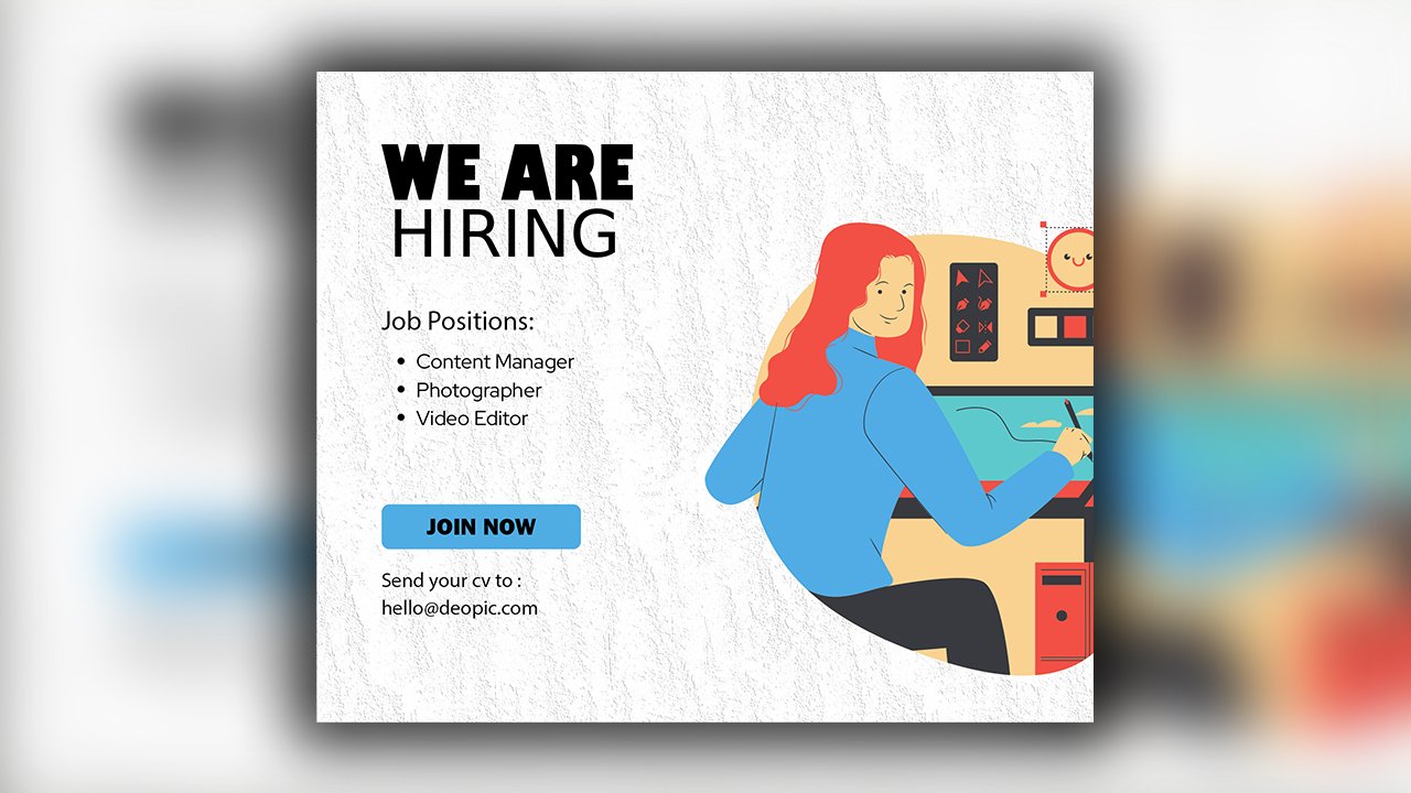 Blue Creative We Are Hiring Marketing Facebook Post