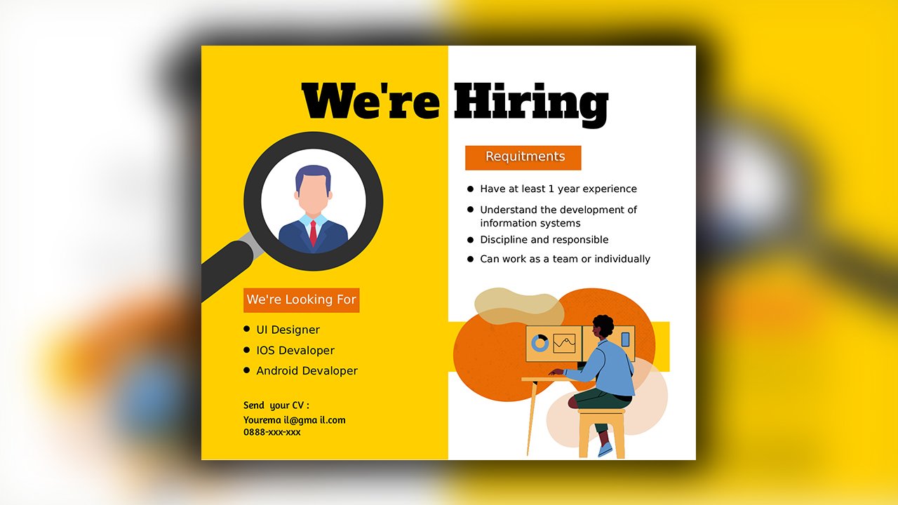 Yellow and Orange Modern Hiring Job Facebook Post
