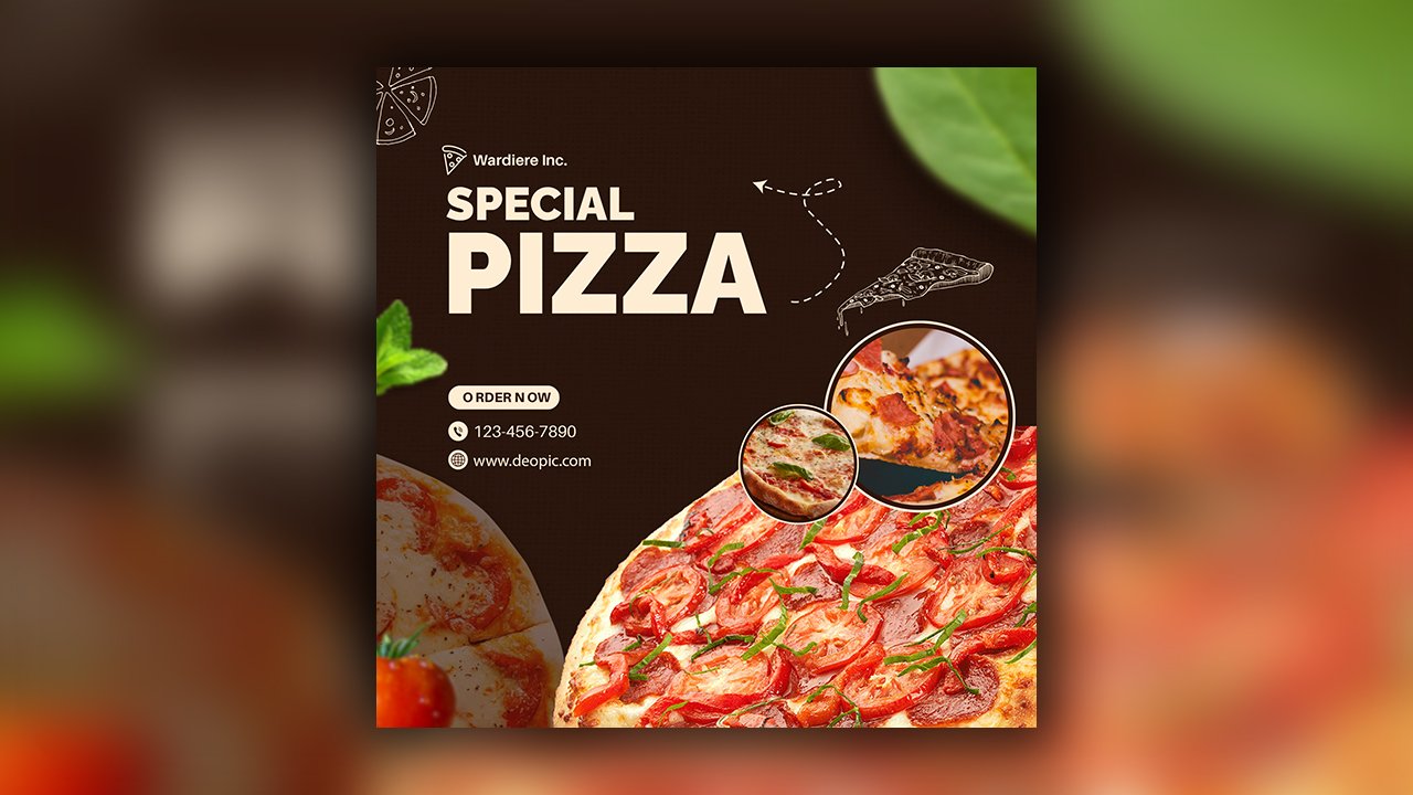 Black And Cream Modern Delicious Pizza Facebook Post