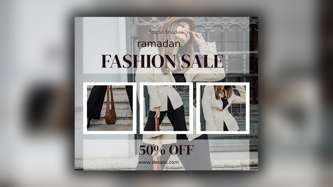 Light Gray and Brown Minimalist Ramadan Fashion Sale Facebook Post