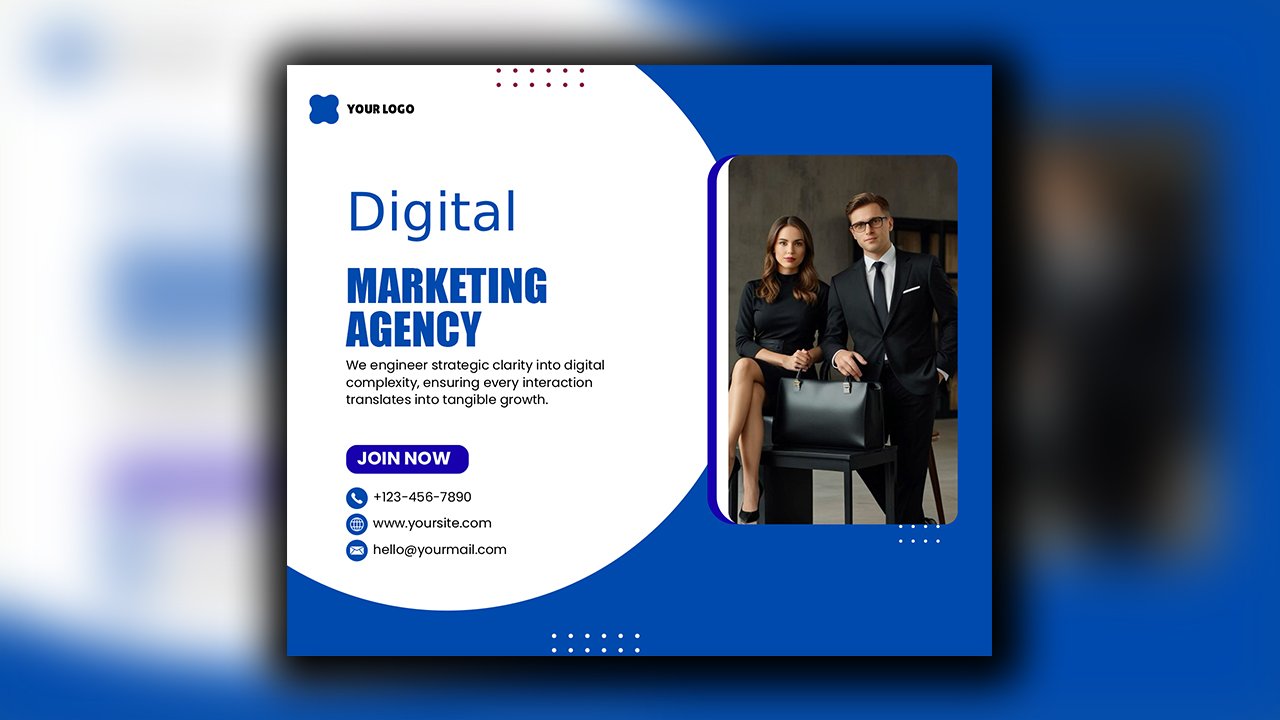 White and Blue Modern Marketing Agency Facebook Post