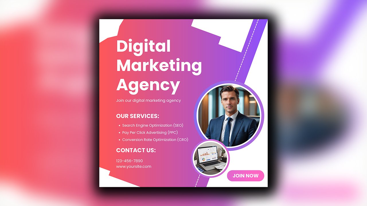 Purple Pink and White Modern Digital Marketing Agency Instagram Post