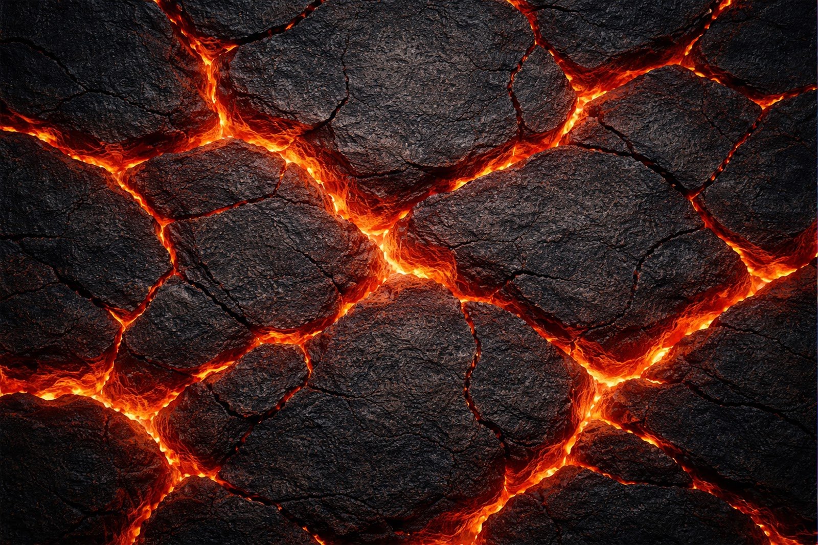 3D Lava Cracks Glowing from Below Background – Fiery Magma Ground Texture HD Download