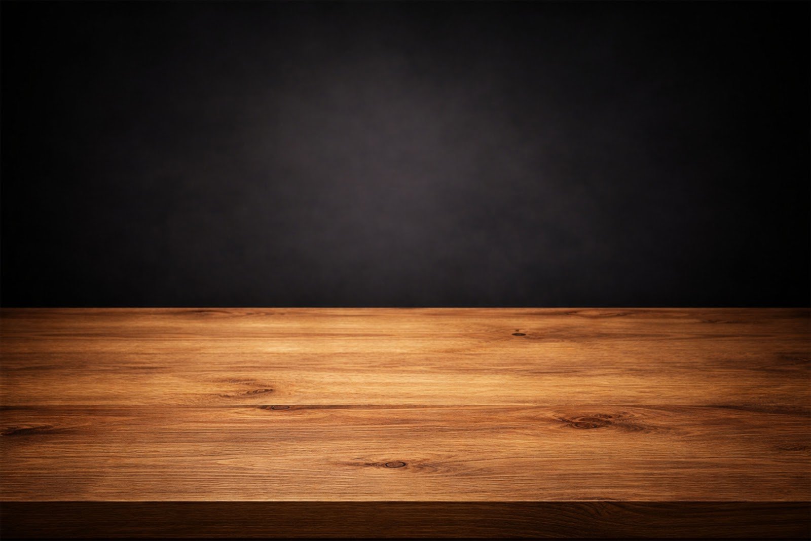Wooden Table Mockup with Professional Dark Studio Background – Premium Product Display Free Download