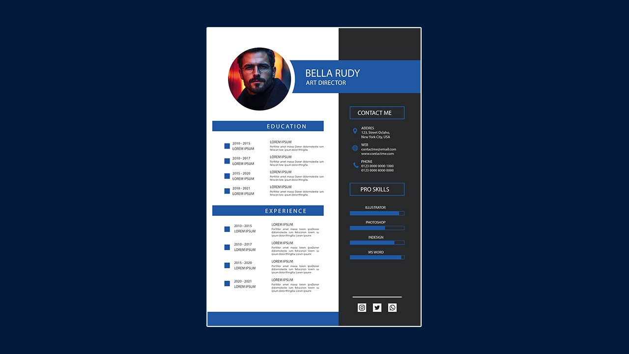 Minimalist cv template with photo space