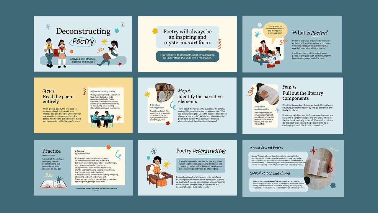 Understanding Poetry through Deconstruction Education Presentation in White Blue Bold Hand Drawn Style Style