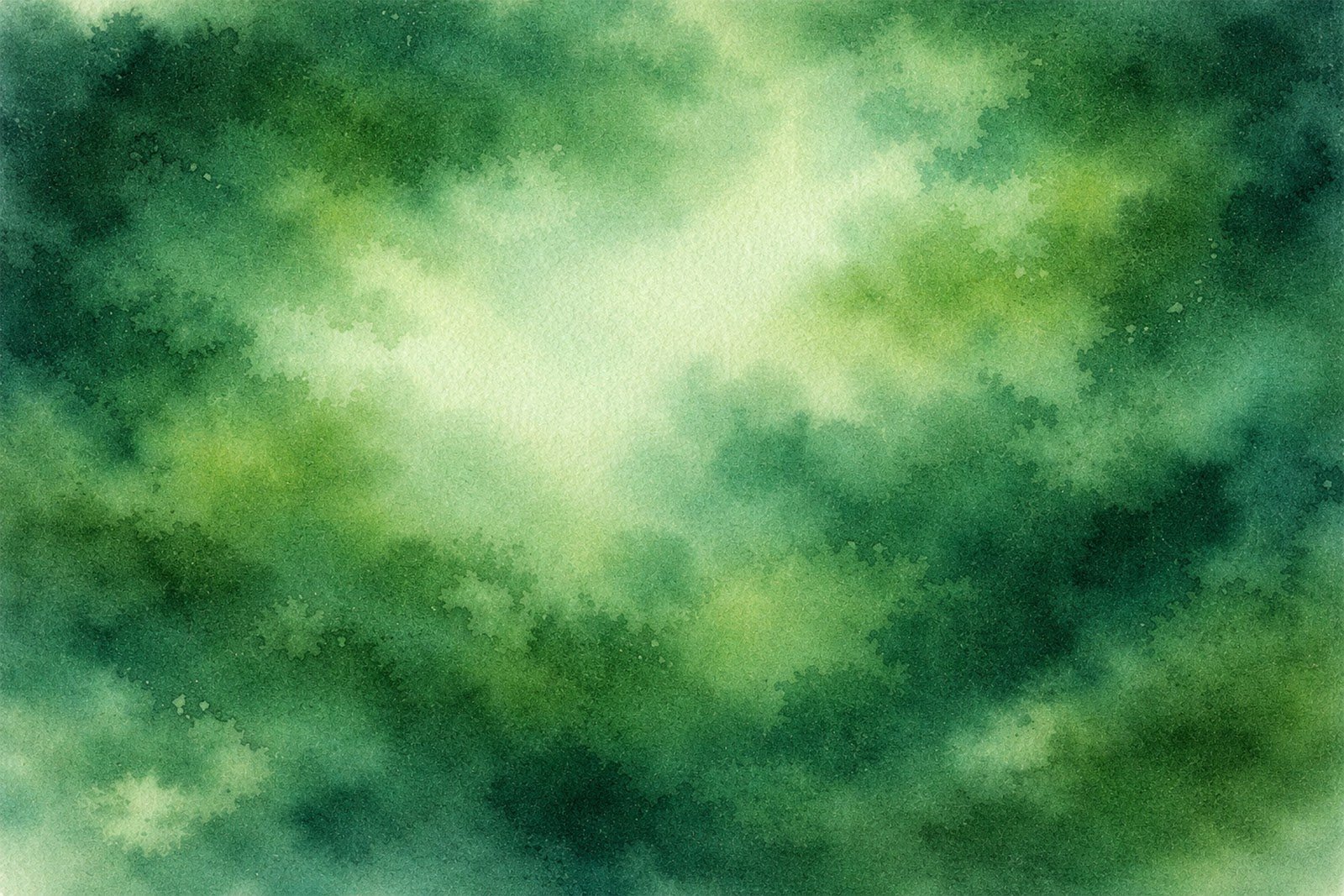 Forest Green Watercolor Texture Background – Wet-on-Wet Natural Paint Wash