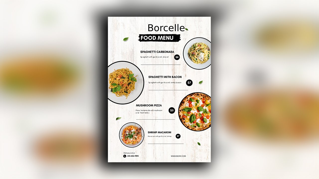 White and Black Modern Simple Food Menu