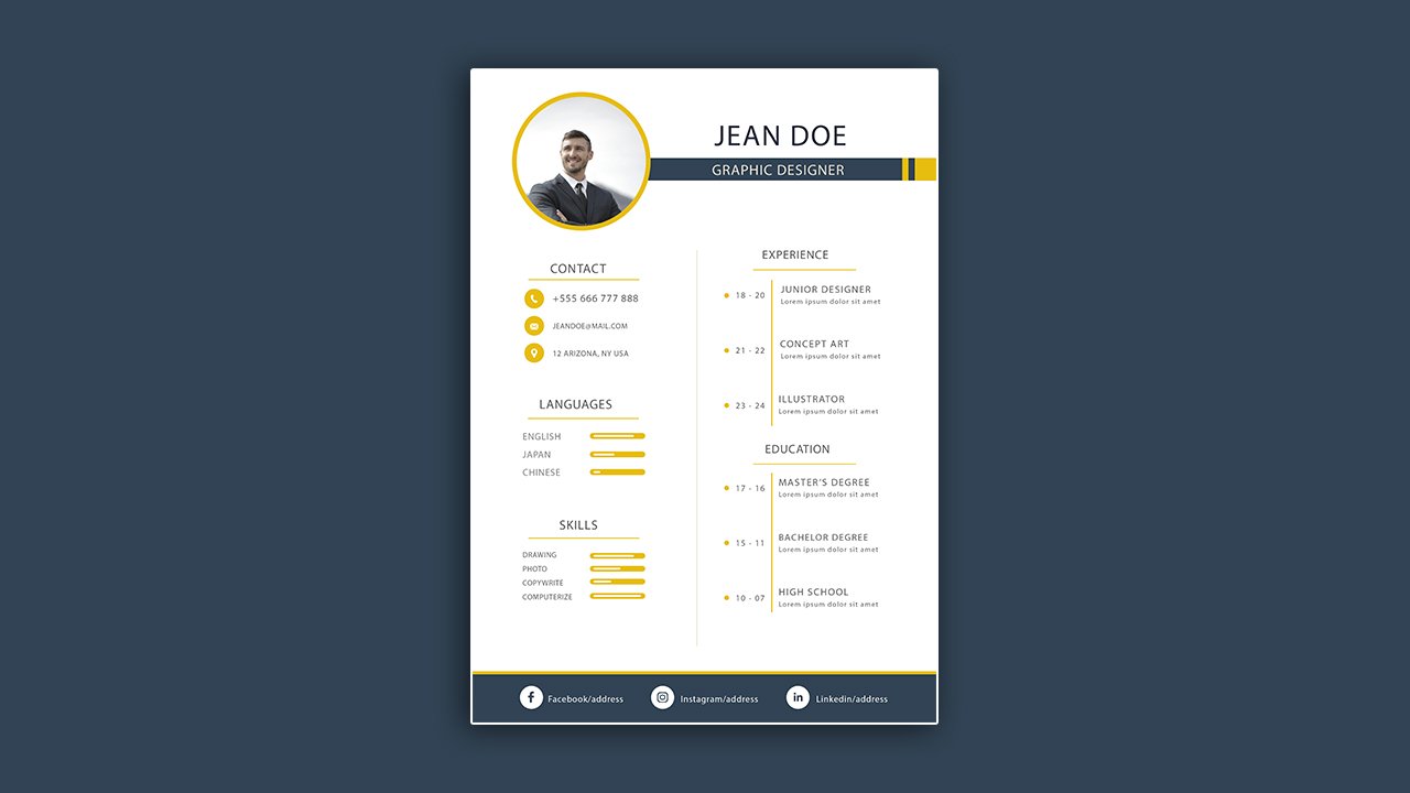 Minimalist CV template with rounded picture