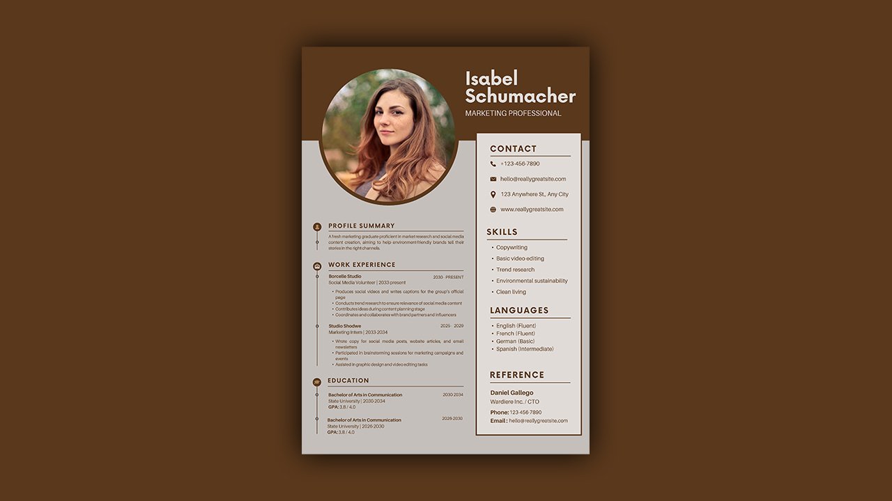 Brown and Cream Simple CV Resume