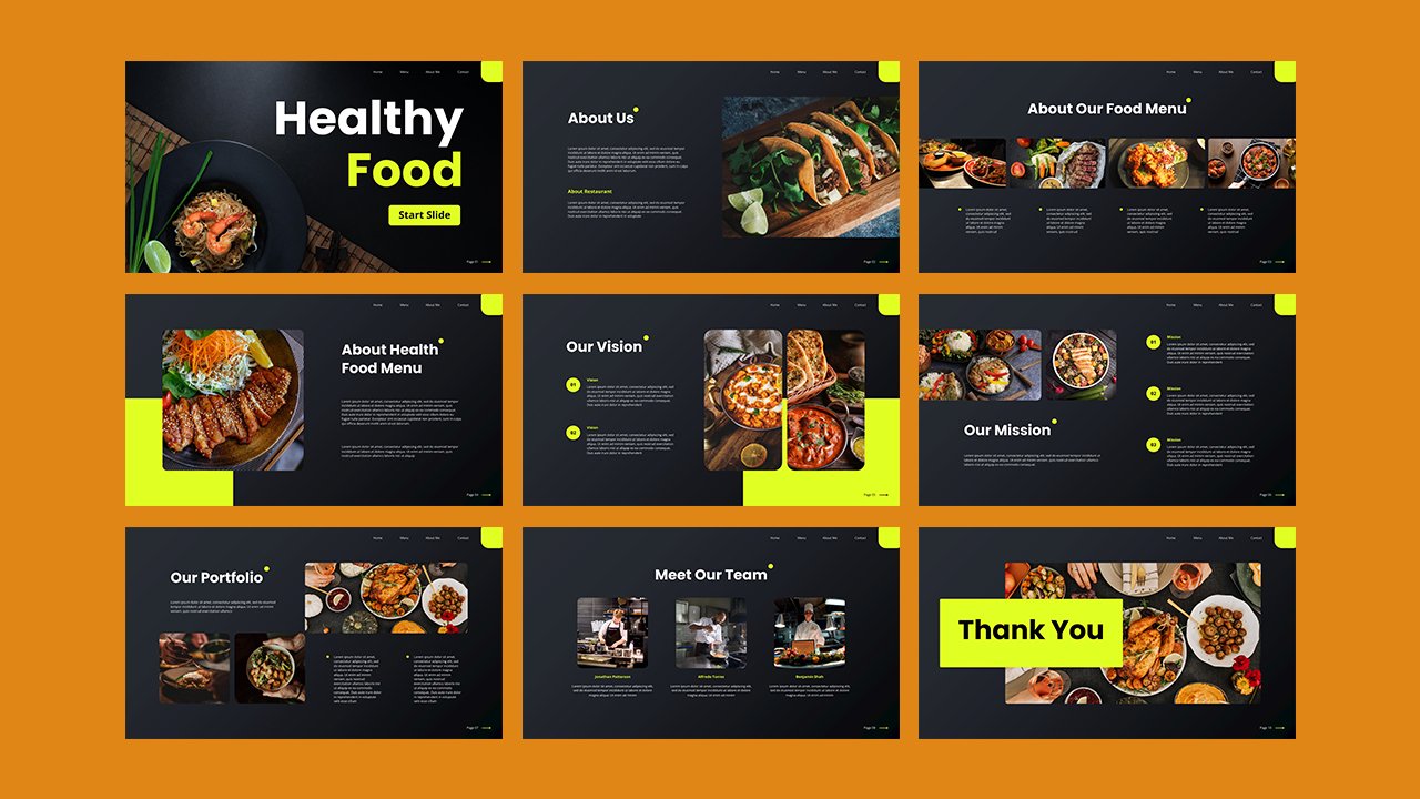 Green Black Modern Healthy Food Presentation