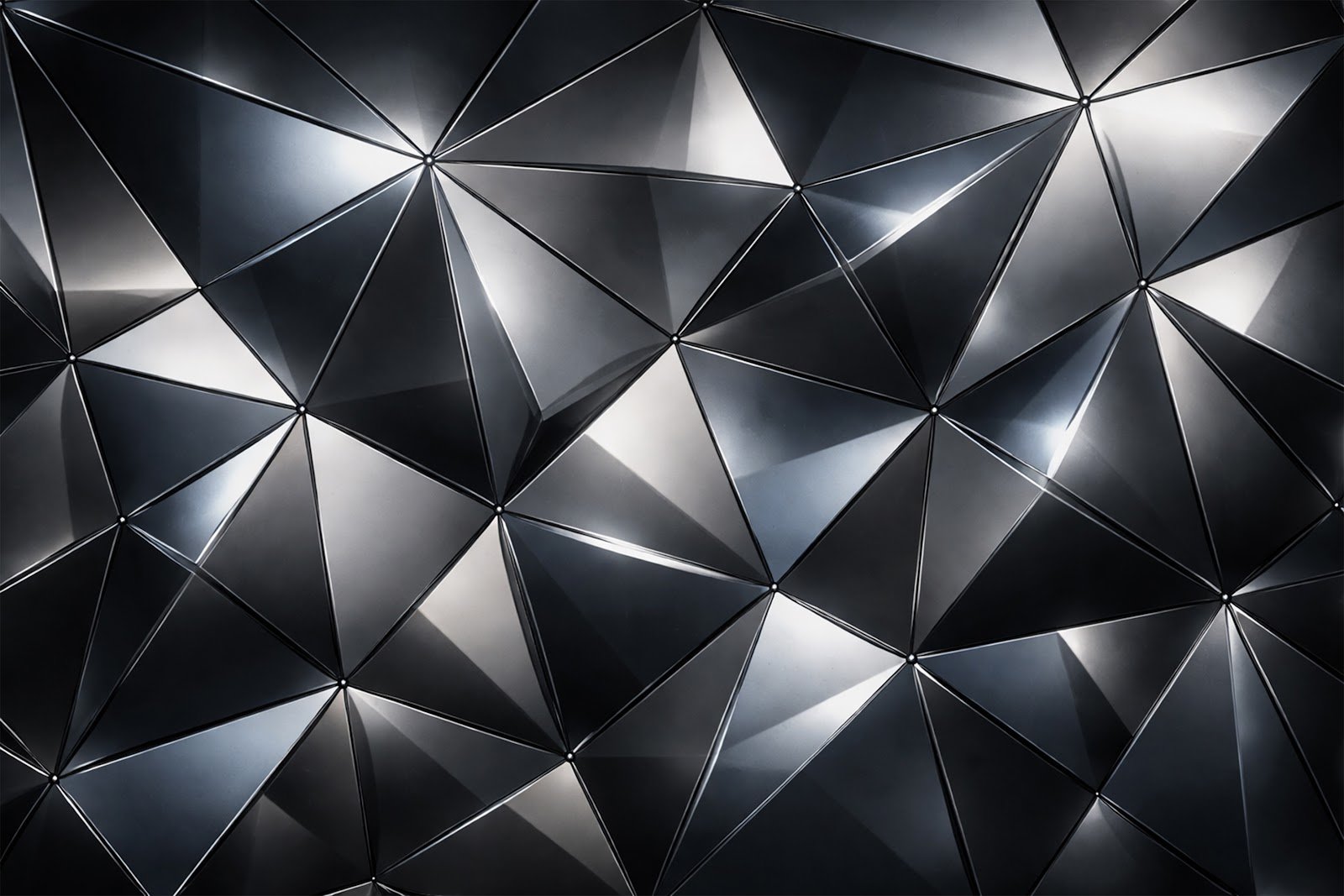 Metallic 3D Triangle Panel Geometric Background – Futuristic Abstract Design