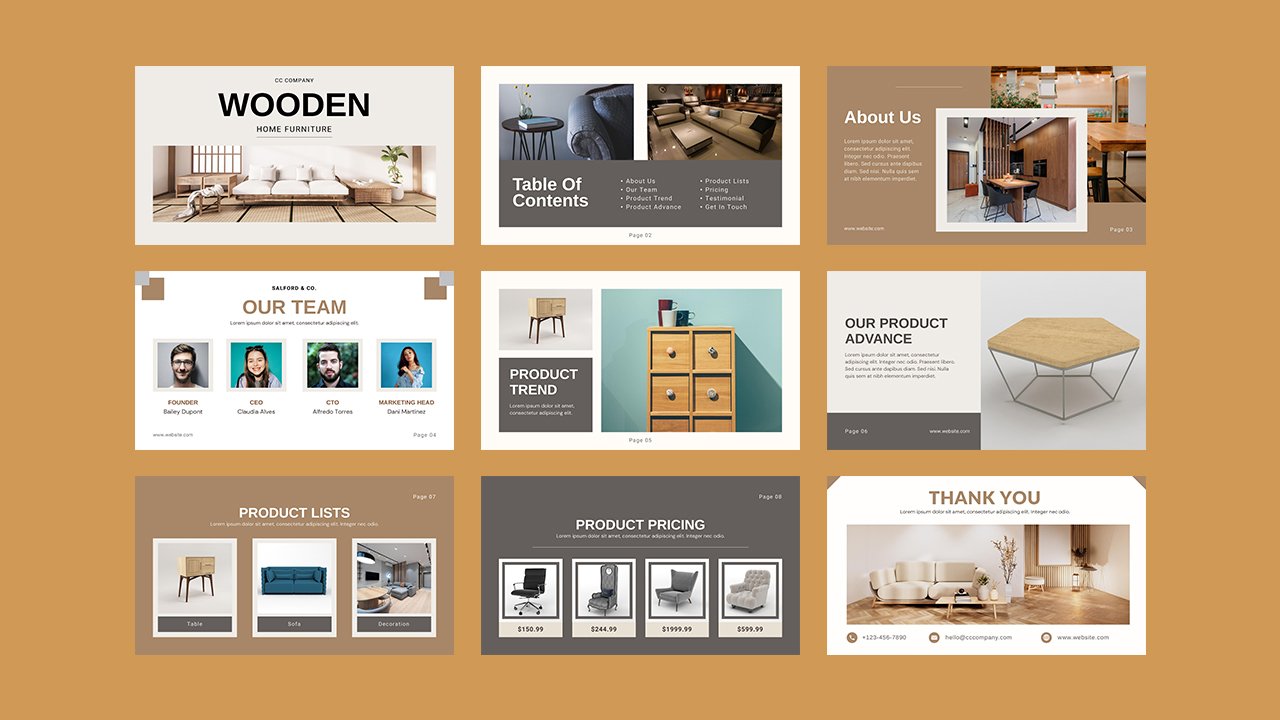 Brown & White Modern Simple Minimalist Furniture Interior Products Presentation