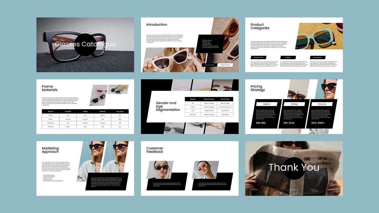 Black and Brown Modern Glasses Catalogue Presentation