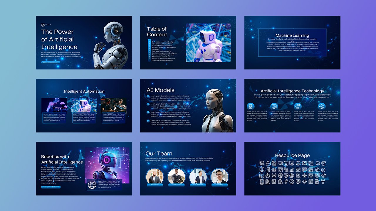 Blue futurist technological artificial intelligence project presentation