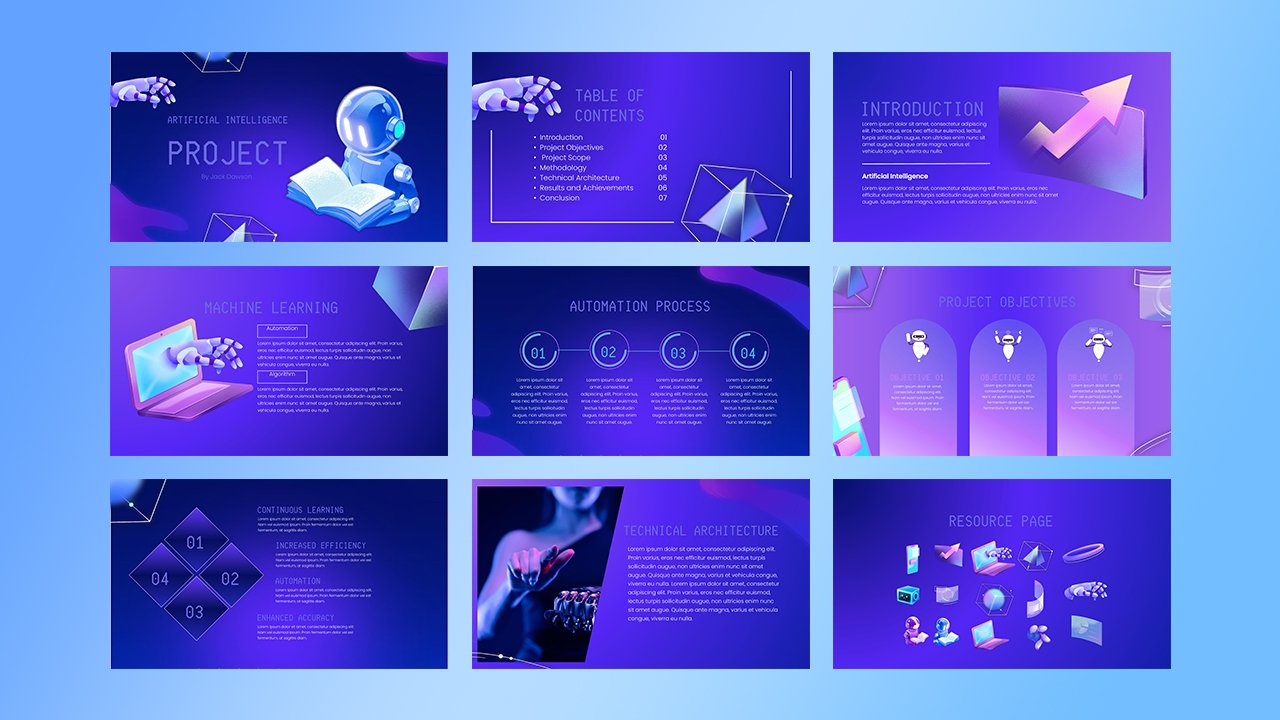 Blue Futuristic Illustrative Artificial Intelligence Project Presentation