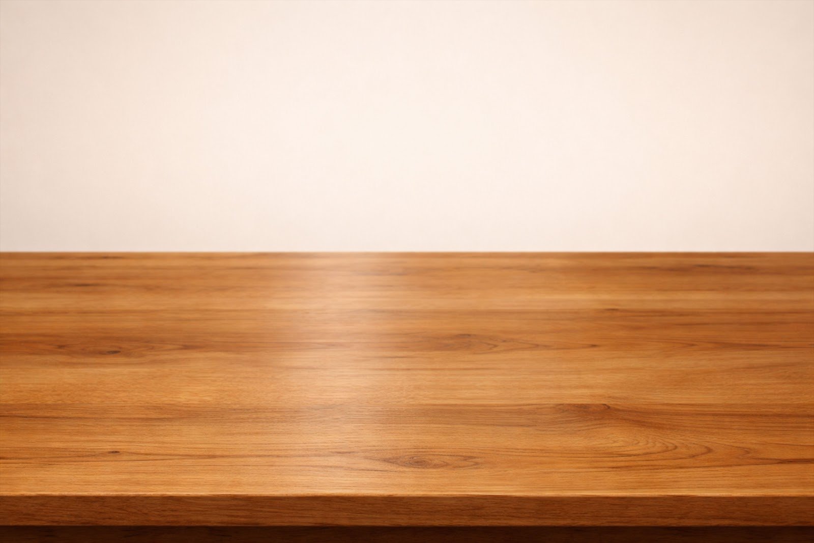 Wooden Table Mockup with Polished Finish and Subtle Reflection – Download HD Background