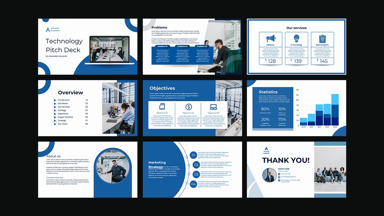 White and Blue Professional Modern Technology Pitch Deck Presentation