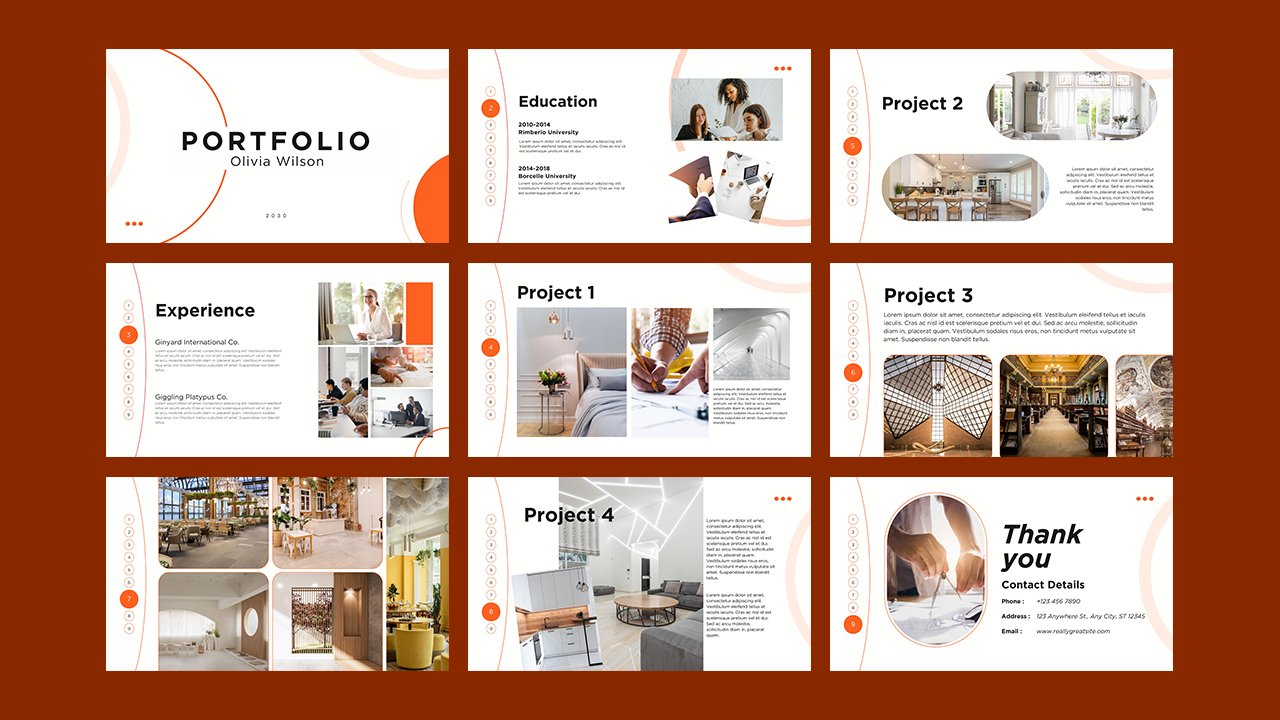 White and Orange Simple Portfolio Presentation